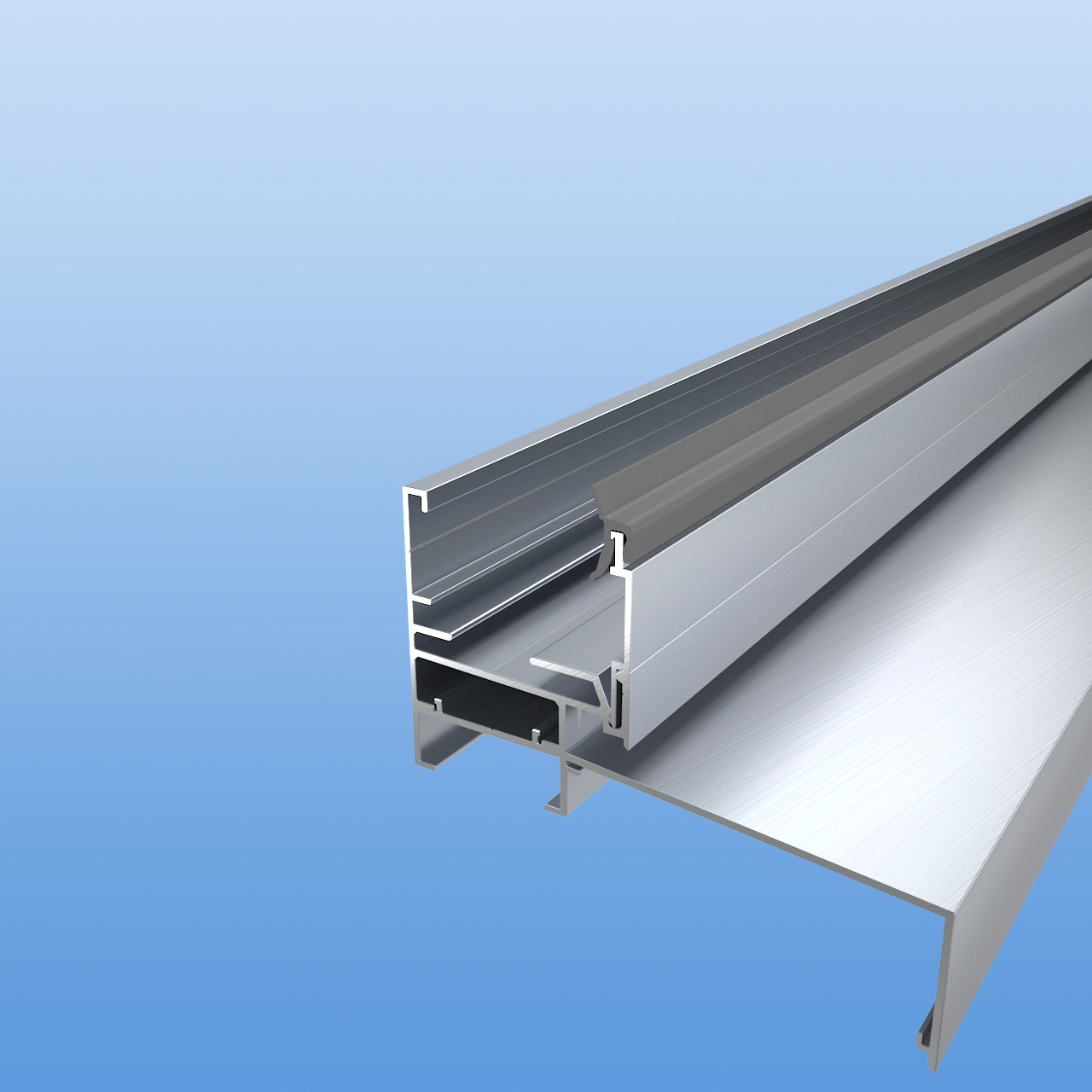 Fußprofil für 40mm Lichtpaneele mit 80mm Fensterbank inkl. Klemmleiste und Dichtung