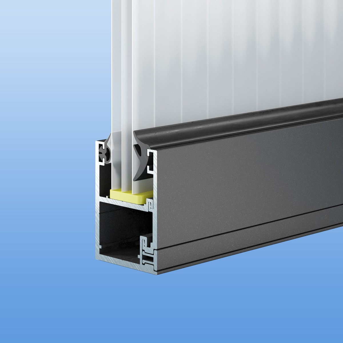 Verglasungsprofil in anthrazit (DB703) mit Dichtung für 16mm Stegplatten