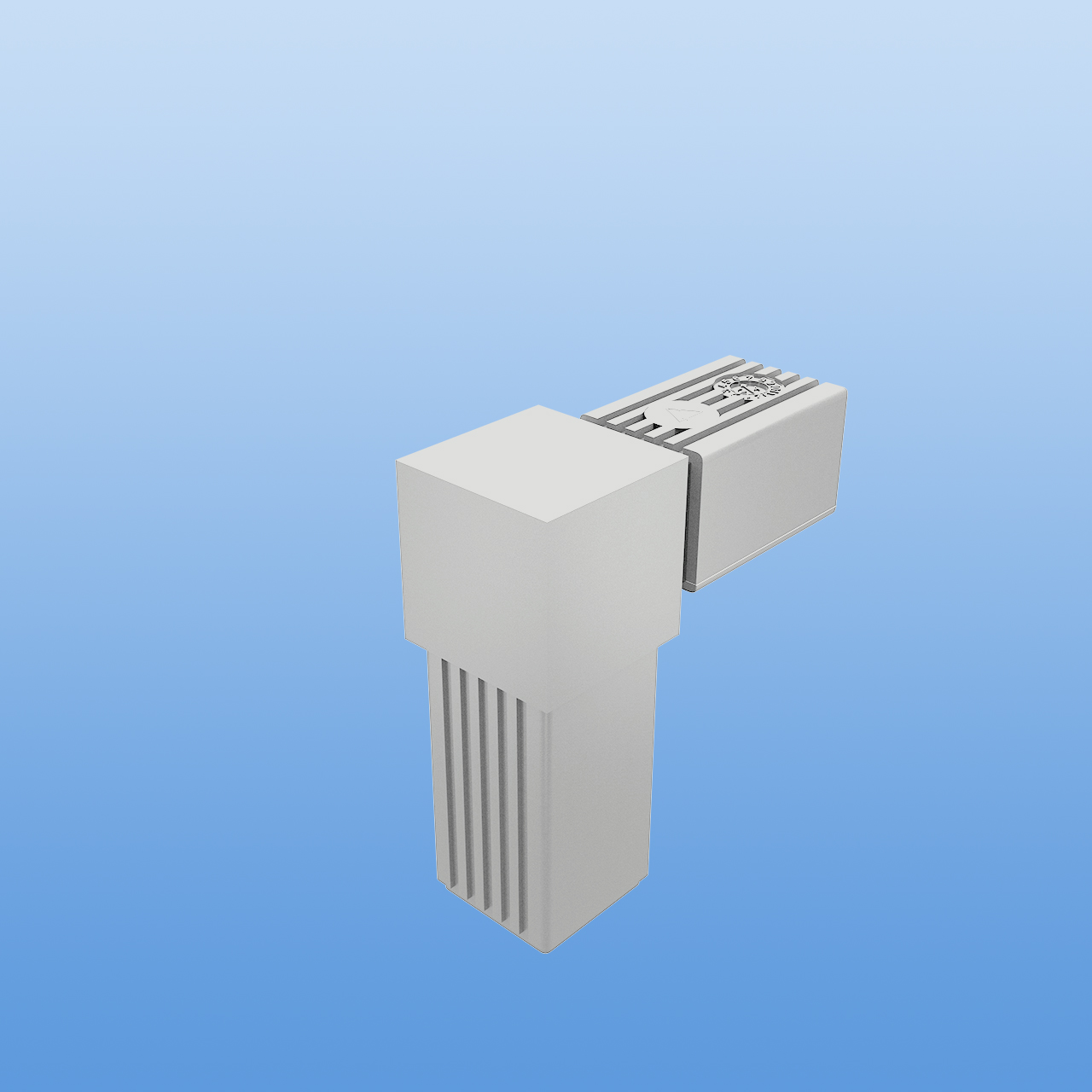 Steckverbinder für 30 x 30 x 2 mm Vierkantrohr | rechter Winkel | Grau RAL 7035