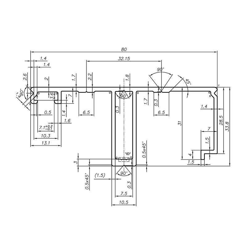 Zeichnung - Verlegesprosse für 10mm Stegplatten (Randsprosse) - 80mm