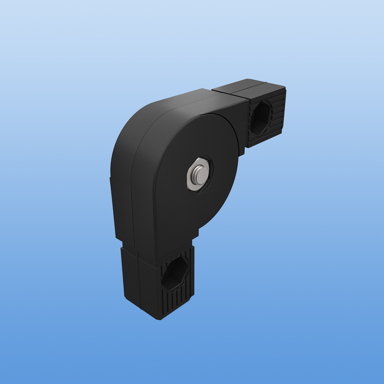 Steckverbinder für 30 x 30 x 2 mm Vierkantrohr | Gelenkverbinder 0 - 190 Grad | Schwarz