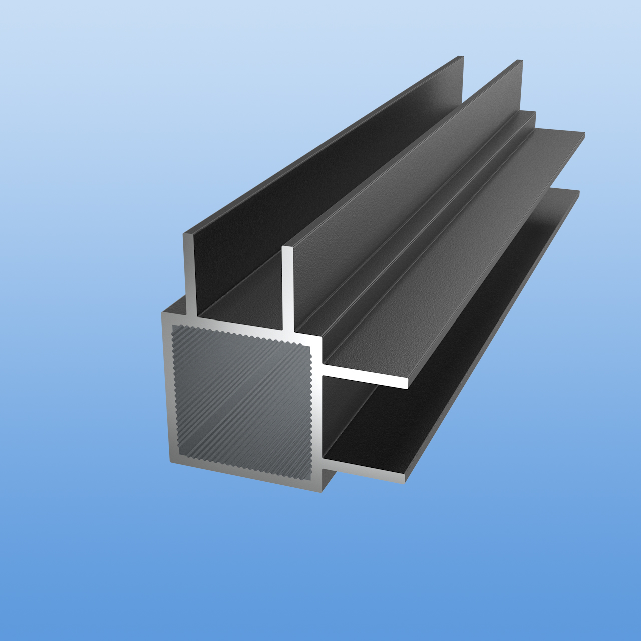 Vierkantrohr für Steckverbinder mit Doppelstegen | Ausführung 16mm Eckprofil | Anthrazit - DB 703 | 30 x 30 x 2 mm