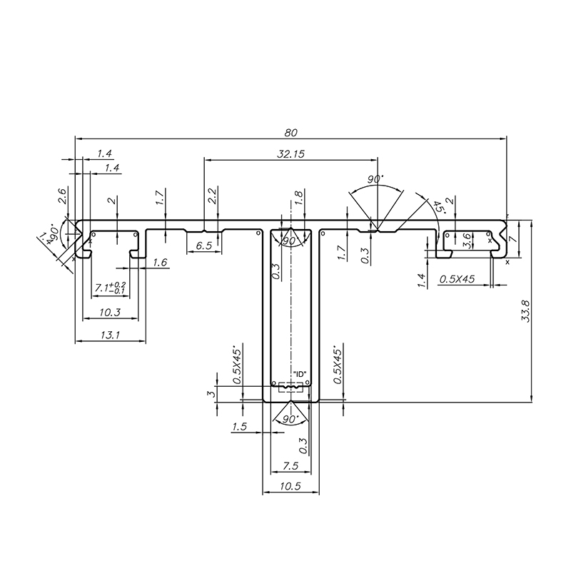 Zeichnung - Verlegesprosse für 10 mm Stegplatten (Verbindungssprosse) - 80mm