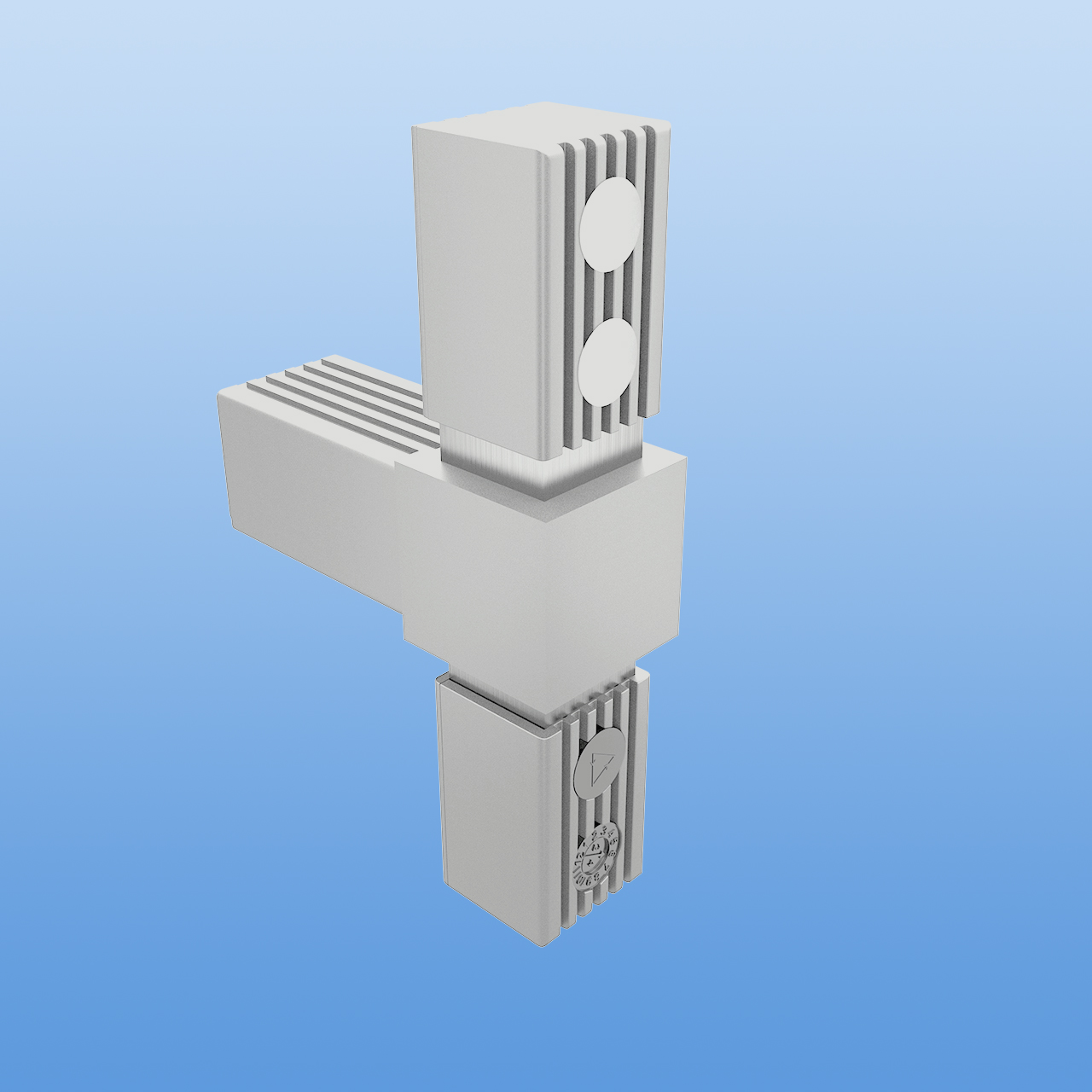 Steckverbinder für 30 x 30 x 2 mm Vierkantrohr | T-Stück | Grau RAL 7035 mit Stahlkern